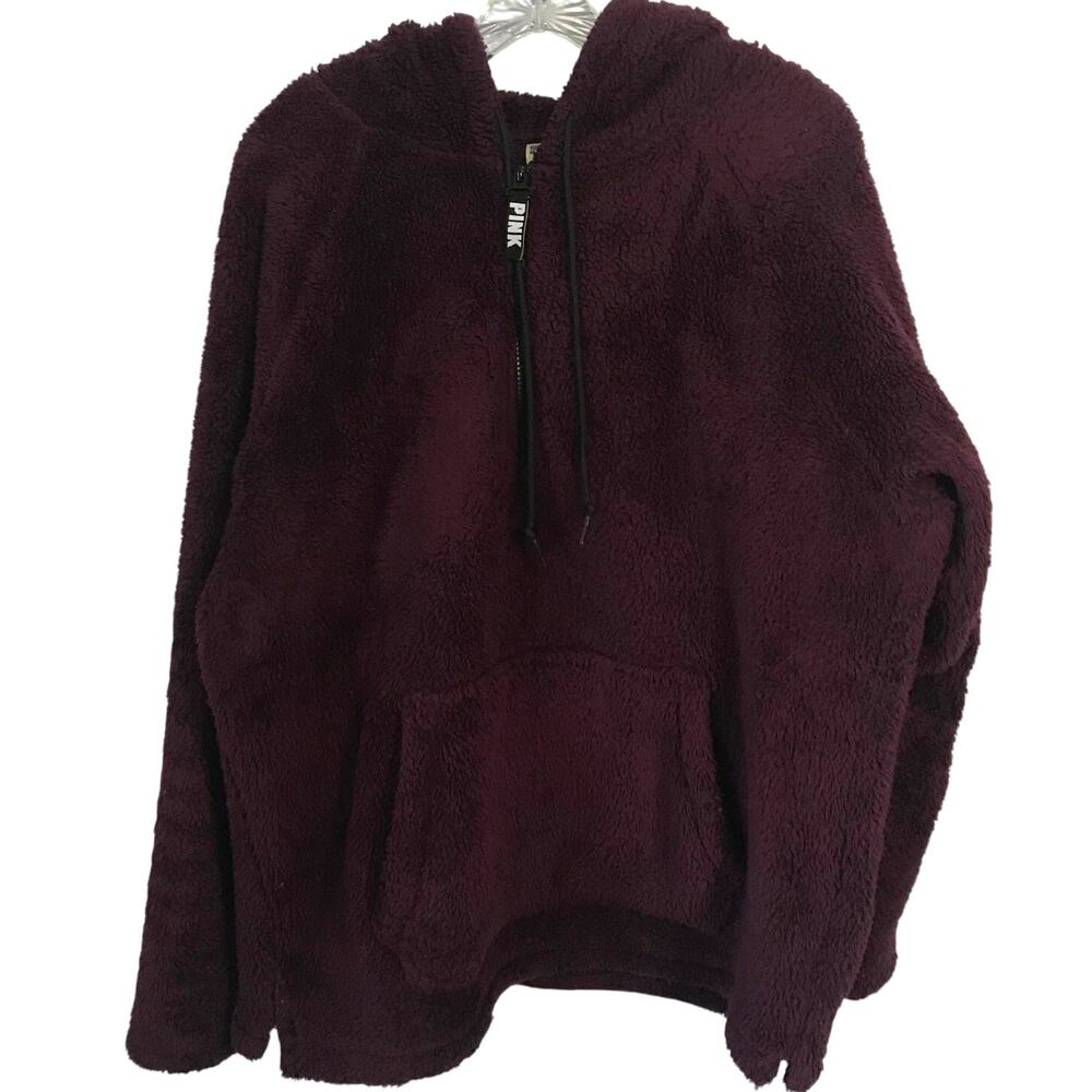 Victorias Secret Pink Hoodie Size Large Womens Pullover Purple Long Sleeve Zip